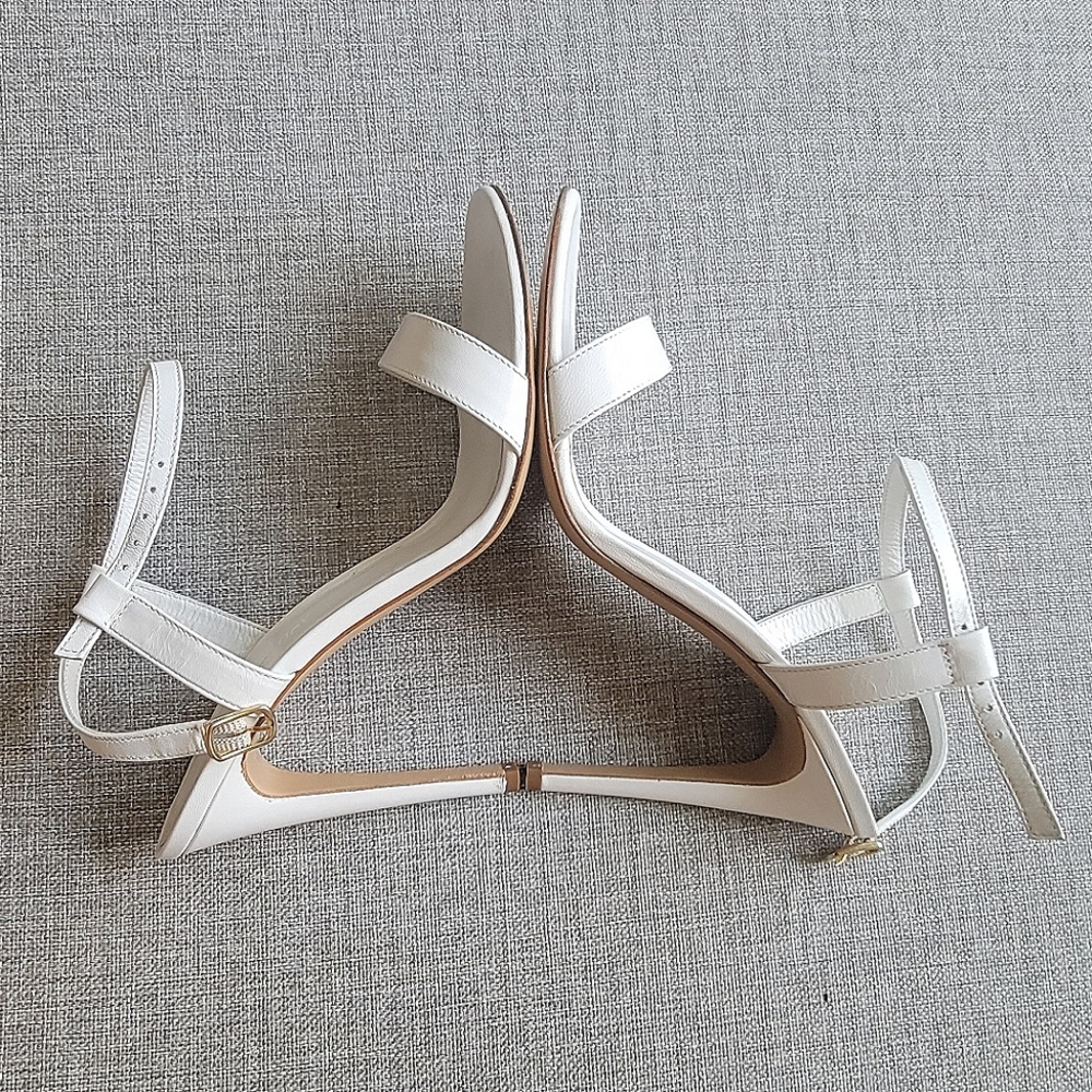 Genuine Leather Elegant White High Heel Sandals - Picture 7 of 13